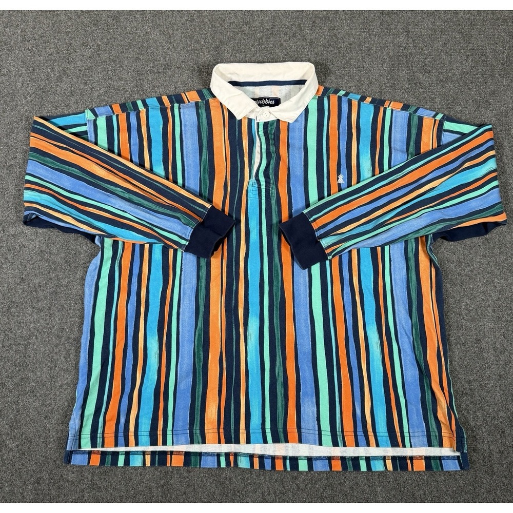 Chubbies The Afternoon Special Rugby Shirt Polo Multicolor Stripe Mens Size XL